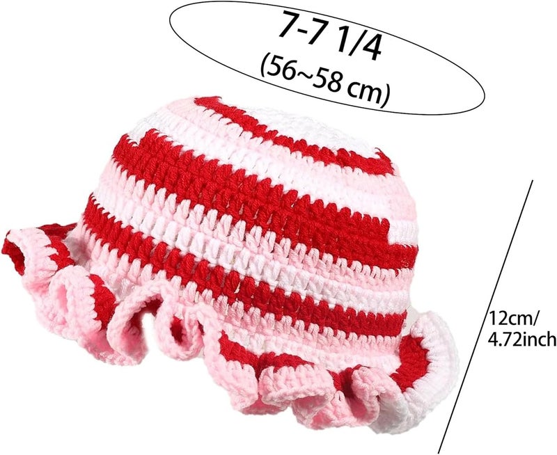 Ahouws Crochet Bucket Hat Women Trendy Knit Floppy Cap Cute Boho Handmade Beanies Outdoor Boho Travel Fishing Hat - Image 2